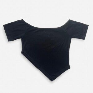 Black Asymmetrical Y2K Handkerchief Crop Top XS